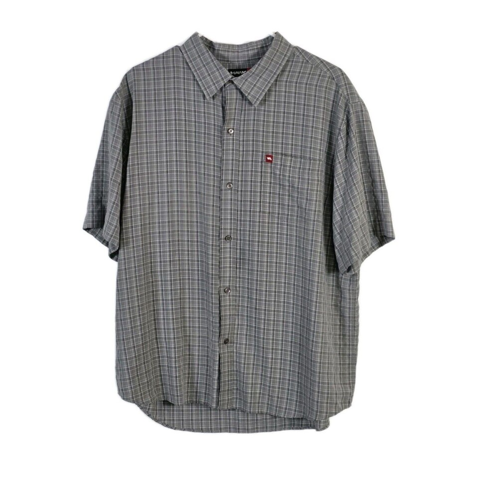 Tony Hawk Men's Large Plaid Gingham Short Sleeve Button Up Shirt